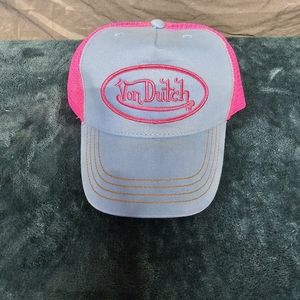 Von Dutch Light Blue & Hot Pink Trucker Hat with Snap Back.